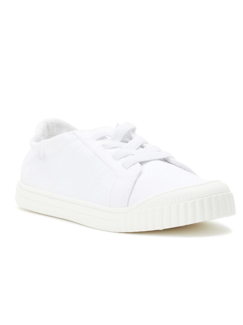 Wonder Nation Little Girl & Big Girl Canvas Bump Toe Slip-on Sneakers Sz:9 white